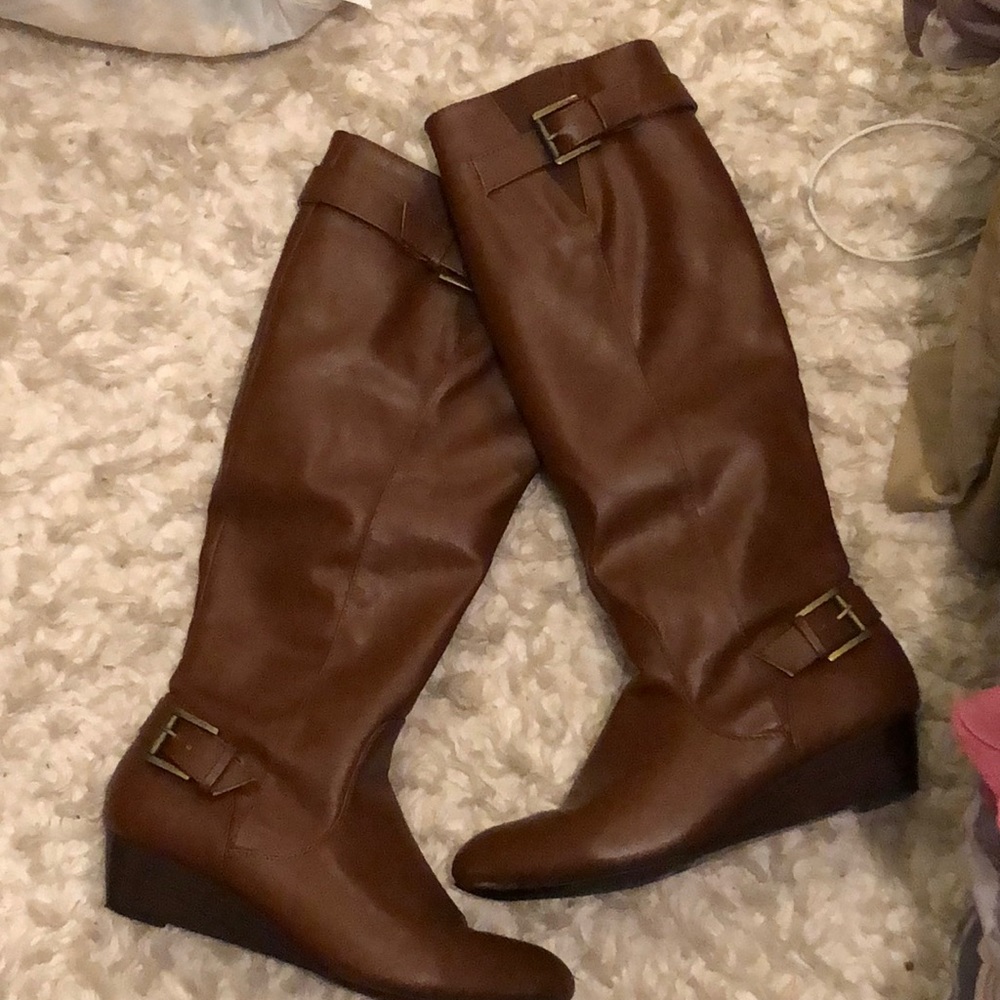Wedge tall boots